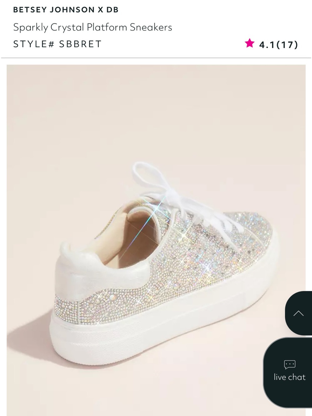 Betsey Johnson Iridescent Crystal Platform Sneakers - White - Picture 2 of 6